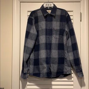 Hollister Mens small blue plaid winter shirt EUC